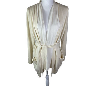 Arch4 Exclusive for Conservatory 100% Cashmere Belted Cardigan Cream Color Sz S